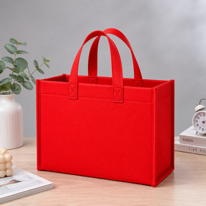 Red Non Woven Tote Shopping <b>Bag</b> <b>Medium</b> <b>Size</b> Custom Printed Reusable Grocery Carry <b>Bag</b> with Hand Handles - Product Image 6