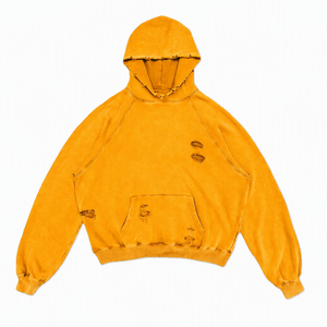 เสื้อฮู้ดดี้โอเวอร์ไซส์แบบครอป แต่งดีเทลขาดๆ สีพื้น ผ้าเฟรนช์เทอร์รี่ ใส่ได้ทั้งชายและหญิง เหมาะสำหรับใส่ในฤดูใบไม้ร่วง - Product Image 5
