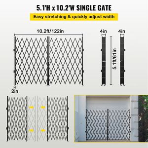 Cancello di Sicurezza Pieghevole in Acciaio a Fisarmonica 5FT x 10FT, Barriera di Sicurezza Flessibile Espandibile 10FT di Larghezza - Product Image 3