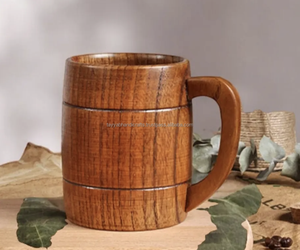 Mug à boisson en bois de design moderne pour la cuisine, fabriqué en bois indien, mug à bière - Product Image 6