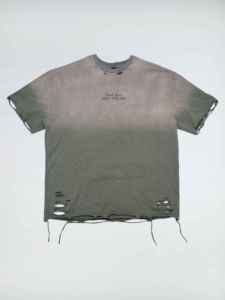 T-shirt décontracté surdimensionné en coton 100% lavé vert de haute qualité, style streetwear, effet usé, pour hommes - Product Image 2