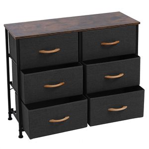Cassettiera a 3 livelli con 6 cassetti in tessuto a facile apertura, struttura in metallo e piano in legno, mobile contenitore per appartamento, cameretta, corridoio - Product Image 4