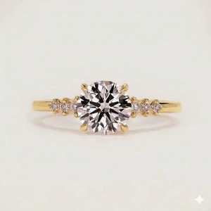 Bague de fiançailles et de mariage demi-éternité en or massif 18 carats avec diamant de laboratoire taille ronde 2,10 carats couleur E pureté VVS2 certifié IGI - Product Image 5