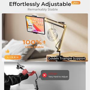 Support de tablette LISEN ultra robuste à double pince <span class=keywords><strong>pour</strong></span> bureau, chevet, bureau, bras flexible robuste, compatible avec iPad Pro 12.9 - Product Image 3