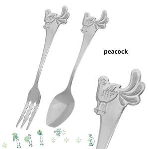 Cucharas y tenedores de cubiertos de diseño animal de acero inoxidable japonés elegante para servir postres en cocina y restaurante - Product Image 2