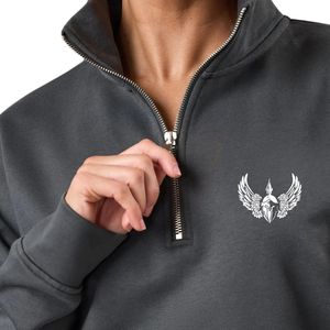 Sweat-shirt à col montant gris anthracite pour femme, coupe oversize, manches longues, style streetwear décontracté, toucher doux, vêtement tendance - Product Image 3