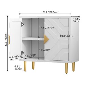Credenza a 2 Ante con Porte Goffrate, Mobile Buffet per Soggiorno, Cucina, Sala da Pranzo, Ingresso - Product Image 4