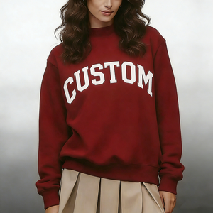 Sweat-shirt personnalisé pour femme, col rond, en molleton de coton tricoté épais, style décontracté automne, avec broderie appliquée en French Terry - Product Image 1