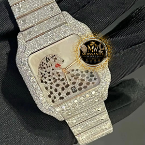 Montre de luxe unisexe en alliage d'acier inoxydable, cadran carré, lunette en moissanite, affichage analogique, mouvement à quartz, style hip-hop, affichage de la date, 41 mm, fermoir à boucle - Product Image 1