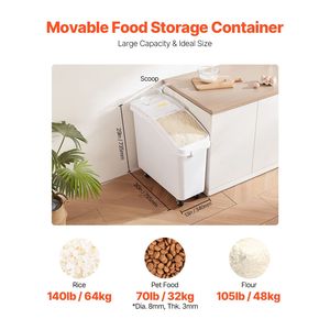 Contenitore per la conservazione del riso da 21 galloni |   Dispenser per Cibo per Cani di Taglia Grande |   Contenitore per Ingredienti da Cucina |   Stoccaggio di Grano/Cereali/Farina |   Cibo per Animali Domestici - Product Image 2