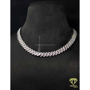 Chaîne cubaine tendance haut de gamme sertie de diamants VVS cultivés en laboratoire en argent sterling 925 par Trisha Jewels - Product Image 2