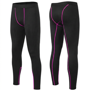 Leggings de compression intégrale pour hommes, taille élastique, noir uni, en Spandex et Nylon, pour l'entraînement - Product Image 4
