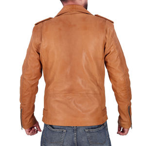 Men's <b>Brown</b> Eco-Friendly Genuine <b>Leather</b> <b>Jacket</b> Stand Collar Casual Front Logo High Quality Craftsmanship Winter Autumn Wear - Product Image 5