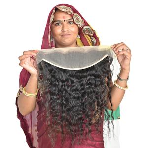 100% naturel brut indien crépus noir couleur bouclés Transparent HD dentelle frontale vendeur vierge cuticule aligné Extensions de cheveux humains - Product Image 1