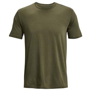 T-shirt en coton vert olive à manches courtes pour homme, coupe classique, col rond, tricoté, couleur unie, respirant, 180g, design vierge - Product Image 1
