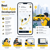 Meilleure solution de développement d'applications de taxi pour Android, Mac, Linux, Web, avec gestion intelligente des commandes, suivi des trajets en direct et gestion des conducteurs et des passagers.
