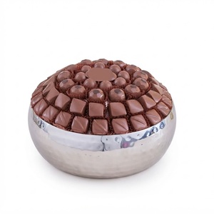Bol à chocolat rond en acier inoxydable de luxe avec finition argentée polie, plateau à dessert gourmet fait main pour la décoration de mariage et d'hôtel - Product Image 6