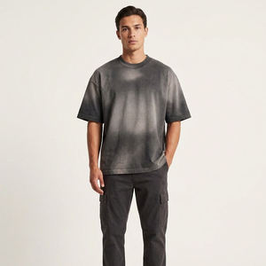 Camiseta Oversize Personalizada con Lavado Ácido, 100% Algodón, Efecto Vintage Desgastado, de Alto Gramaje, Unisex, Cuello Redondo, Lisa para Impresión OEM ODM - Product Image 2