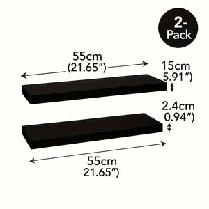 2 étagères murales flottantes en bois massif au design moderne, gain de place pour salon et cuisine - Product Image 2