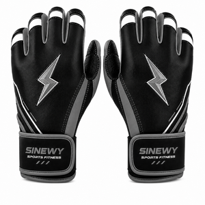 Gants de frappe de baseball SINEWY en cuir bleu, demi-doigts, respirants, durables, légers, ambidextres, fermeture auto-agrippante, pour l'entraînement - Product Image 1