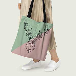 Wholesale Eco-friendly Custom Printed Cotton Tote <b>Bag</b> for Women <b>Drawstring</b> Cute Grocery Shopping Handbag Custom Logo for Bulk - Product Image 5