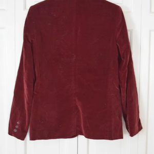 Blazer de Terciopelo Borgoña Vintage para Mujer / Colección Años 80 / Chaqueta de Traje Color Vino / Blazer Estructurado de Dos Botones para Fiestas - Product Image 1