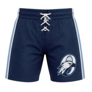 Pantalones Cortos Deportivos Sublimados para Hombre, Color Negro y Azul, con Estampado de Hockey sobre Hielo, Cordón Ajustable, Franja Lateral, Ropa Deportiva de Equipo, Pantalones Cortos de Alto Rendimiento - Product Image 1