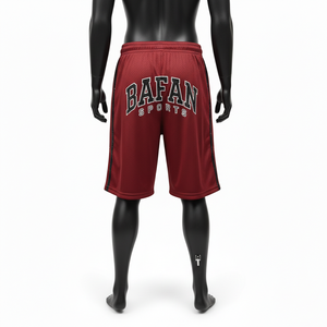 Pantalones cortos de malla de poliéster premium para hombre, tela transpirable GSM, paneles laterales en contraste, logotipo bordado personalizado, pantalones cortos de malla para entrenamiento. - Product Image 2