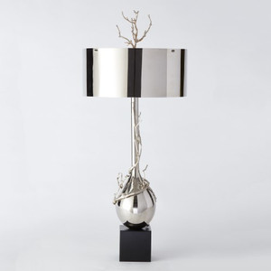 Modern Sculptural Metal Table <b>Lamp</b> Luxury home decor design Indian Exporte TBL-241 Model Shape Premium <b>Silver</b> Finish for Living - Product Image 1
