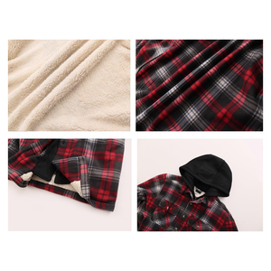 Latest Design Men's Flannel Double Layer Hoodie Top Selling Zip Up Pocket Style Long Cotton Flannel Hoodies - Product Image 5