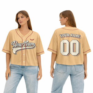 Custom Women Baseball Crop Jersey Button <b>Down</b> Short Sleeve Sports Top With Name Number Breathable Team Wear OEM - Product Image 2