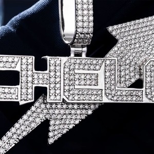 จี้เพชรโมอิสซาไนต์แบบ Echelon Iced Out เงินแท้ 925 สไตล์ฮิปฮอป เครื่องประดับผู้ชาย จี้แร็ปเปอร์สุดหรู จี้แบบสั่งทำพร้อมชื่อหรือตัวอักษร - Product Image 6