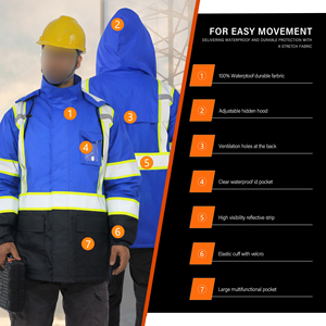 High Visibility Safety <b>Jacket</b> Reflective Tape Design <b>Construction</b> Site Safety Gear Breathable Fabric Workwear HI VIS <b>Jackets</b> - Product Image 2