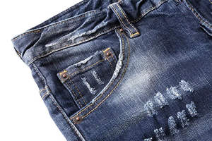 กางเกงยีนส์ผู้ชายสีดำเทา ขาดเซอร์ๆ ทรงสกินนี่ ผ้ายีนส์ยืด แต่งสีสตรีทแวร์ คุณภาพสูง - Product Image 4