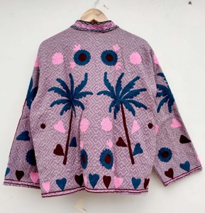<b>jacket</b> Suzani Embroidered Knitted Reversible Bomber <b>Jacket</b> <b>Hippie</b> Style Autumn Winter Breathable - Product Image 3