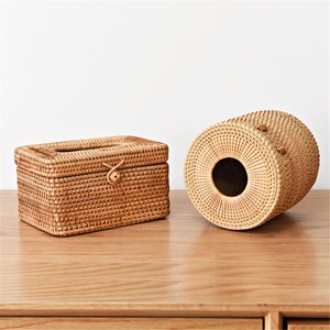 Stylish Tissue Box Natural <b>Rattan</b> Tabletop Organizer Supplier Lightweight Eco Friendly Handmade from Vietnam - Product Image 1