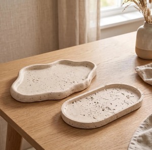 Modern Luxury Travertine <b>Resin</b> Serving Platter Handmade Decorative <b>Epoxy</b> Tray for Fruit Snacks Tea Coffee and Dining <b>Table</b> Pres - Product Image 4