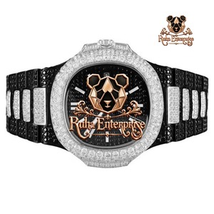 Ruha Enterprise Luxury Analog Quartz <b>Watch</b> Stainless Steel Polygon Case Rhinestone Dial <b>Men's</b> Timepiece <b>Watch</b> - Product Image 1