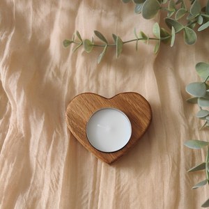 Portavelas de Madera Hecho a Mano, Soporte para Velas de Té de Madera Natural, Decoración Rústica para el Hogar, Regalo para el Día de San Valentín - Product Image 5