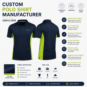 Chemise à coupe classique avec étiquette tissée personnalisée, ourlet à fentes latérales, en piqué 100 % polyester respirant, manches courtes, décontractée, fabrication sur mesure - Product Image 4