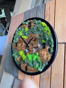 Wild Forest Moss Wall <b>Clock</b> Handmade Rustic Wooden Nature Inspired Luxury Green Artistic Modern Round Analog Quartz Home Decor - Product Image 2