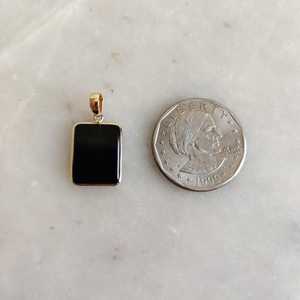 Pendentif en onyx noir naturel, coupe rectangulaire, 13x17 mm, or 14 carats, bijoux fins pour femmes, bijoux de mode, vente en gros - Product Image 1