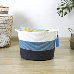 Elegant Three Tone Macrame Basket For <b>Toys</b> And Laundry Use And Multi Purpose Home Storage Organizer Wholesale From India - Product Image 1