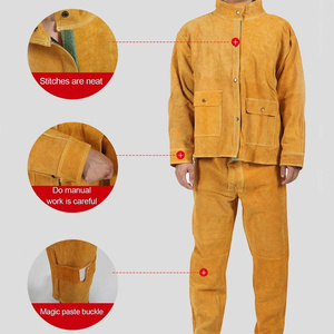 Combinaison de soudeur en cuir de vachette de qualité supérieure, résistante aux flammes, protection niveau D, 500-1000°C, pour forgerons et pompiers - Product Image 3