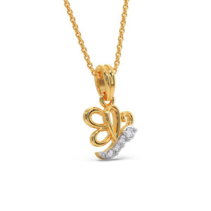 Collier asymétrique avec ailes de papillon et accent diamant - Product Image 1