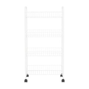 Chariot à linge en métal à 4 niveaux sur roulettes, blanc - Product Image 5
