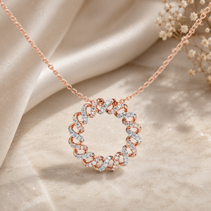 Colgante de Lujo Minimalista con Círculos Entrelazados y Diamantes Cultivados en Laboratorio, Corte Brillante, Oro 10K 14K 18K, Plata 925 935, Rodio - Product Image 1