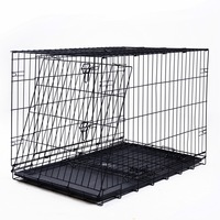 Großer Moderner Doppeltüriger Faltbarer Hundezwinger mit Griff Metallgitterbox Kunststoffwanne Wasserdichte Box Verpackt für Größere Hunde