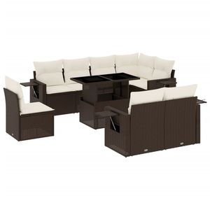 Grand ensemble de canapés de jardin en rotin PE marron avec accoudoirs réglables, confortable et élégant - Product Image 2