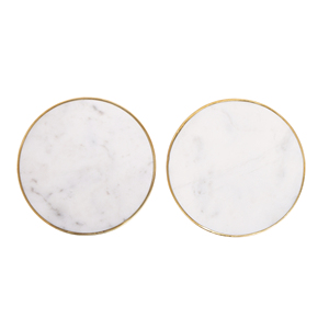 Shubham Handcrafted Round <b>White</b> Marble <b>Coasters</b> Bar Wine <b>Coasters</b> for Table Vintage Marble Stone <b>Coaster</b> Set - Product Image 3